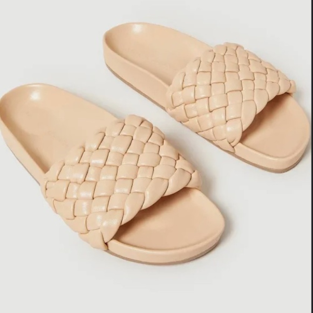 Loeffler Randall Women’s Sonnie Woven Sandal Slide Size 6.5 (Camel Color) - New